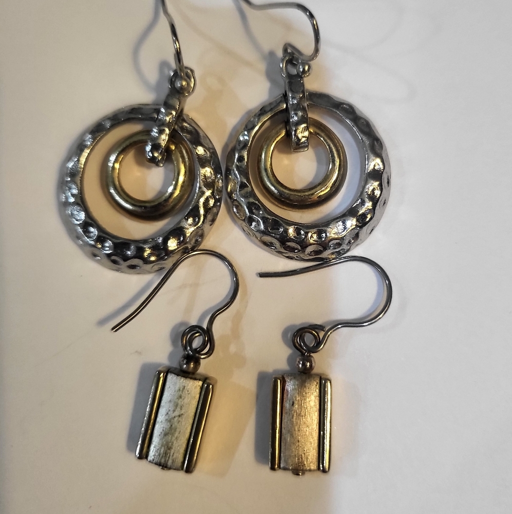 Vintage Geometric Drop Dangle Hoop Silver & Gold earings